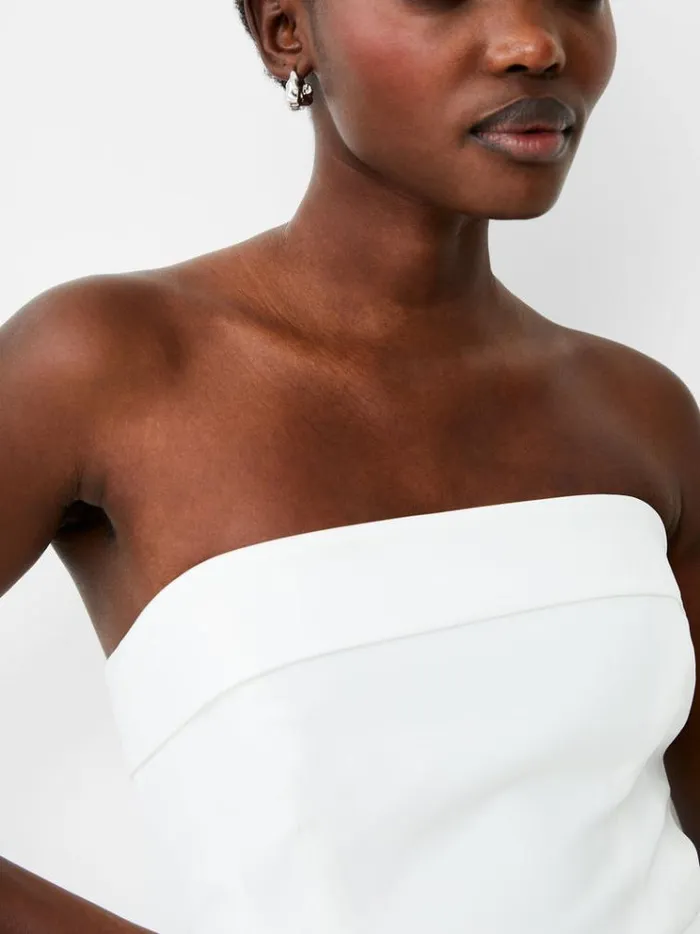 French Connection Dresses Echo Crepe Strapless Midi Dress Summer White 8211 Woman