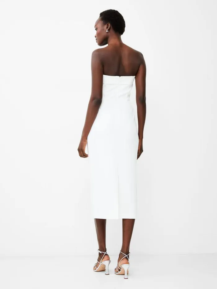 French Connection Dresses Echo Crepe Strapless Midi Dress Summer White 8211 Woman