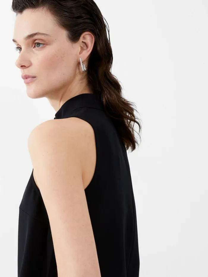 French Connection Dresses Echo Sleeveless Keyhole Mini Dress Blackout 8211 Woman