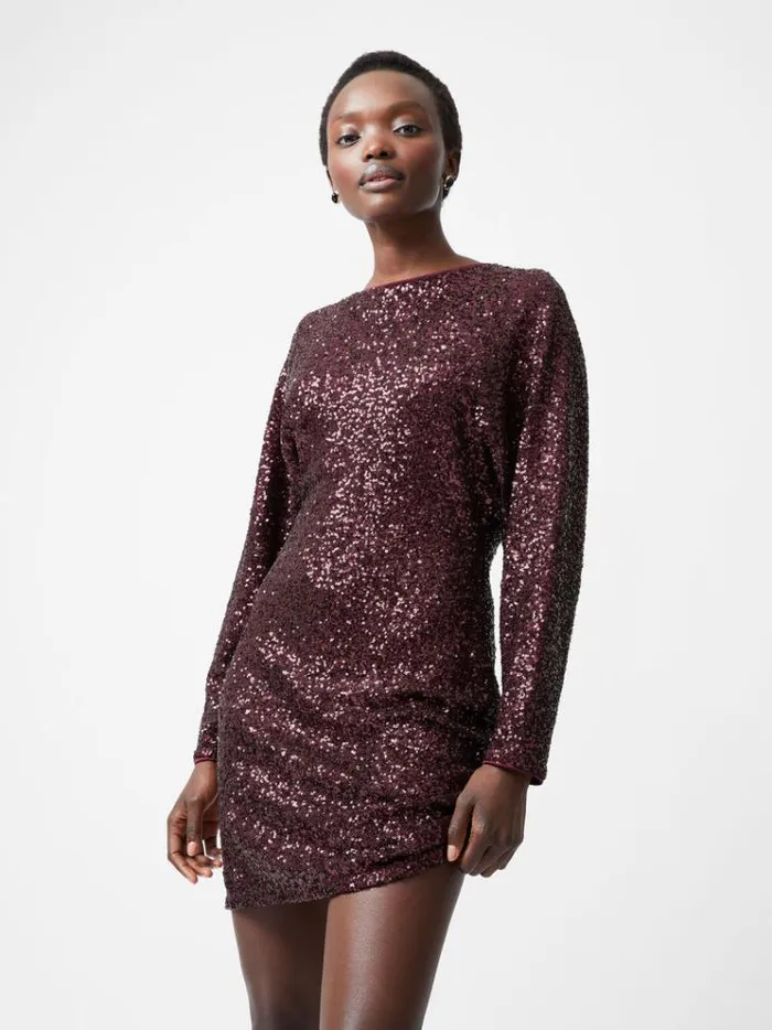 French Connection Dresses Elena Sequin Bow Back Mini Dress Burgundy Red 8211 Woman French Connection Dresses Elena Sequin Bow Back Mini Dress Burgundy Red 8211 Woman