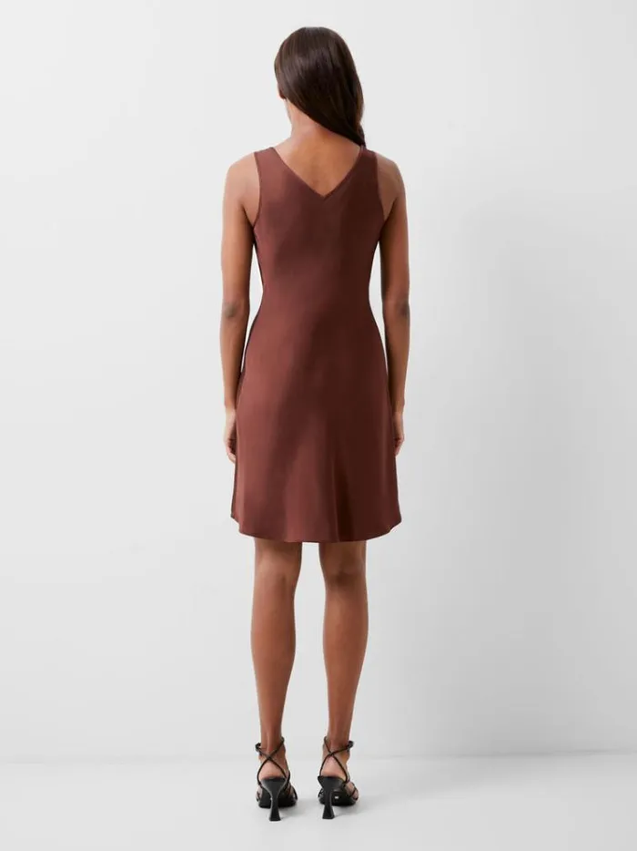 French Connection Dresses Ennis Eco Satin Slip Mini Dress Chocolate Fondant 8211 Woman