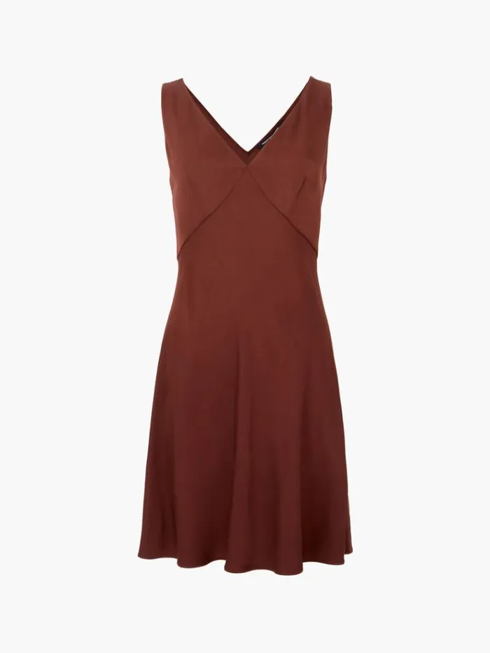 French Connection Dresses Ennis Eco Satin Slip Mini Dress Chocolate Fondant 8211 Woman
