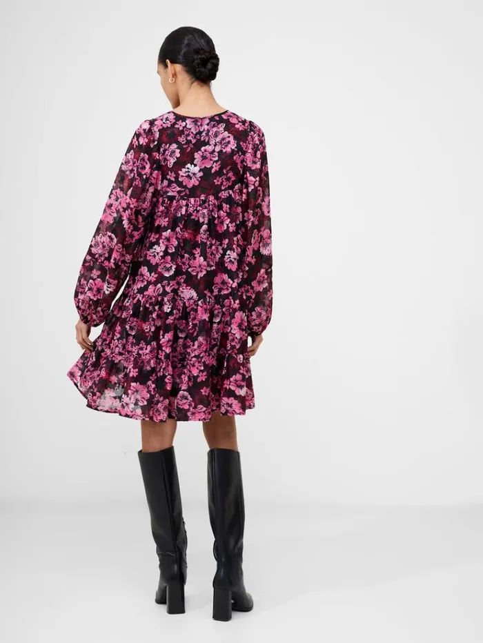 French Connection Dresses Floral Smock Mini Dress Pink Multi 8211 Woman