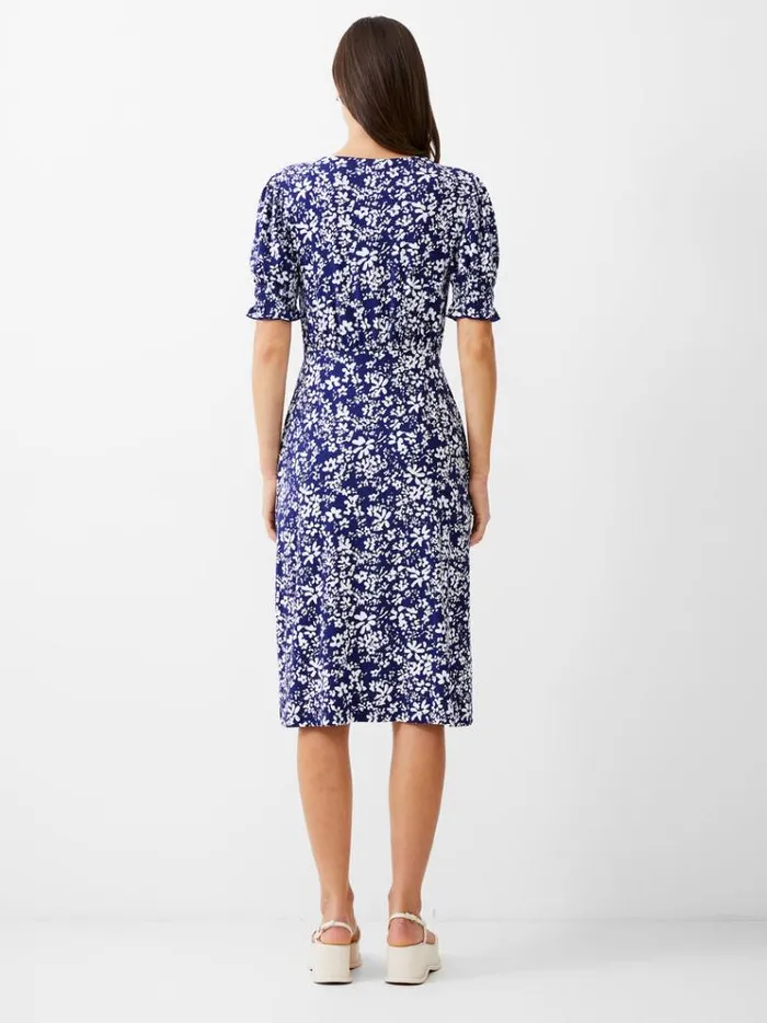 French Connection Dresses Florale ButtonThrough Midi Dress Dk Navywhite 8211 Woman