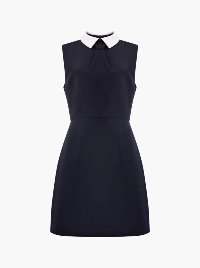 French Connection Dresses Gemma Collared Tie Sleeveless Mini Dress Blackout 8211 Woman