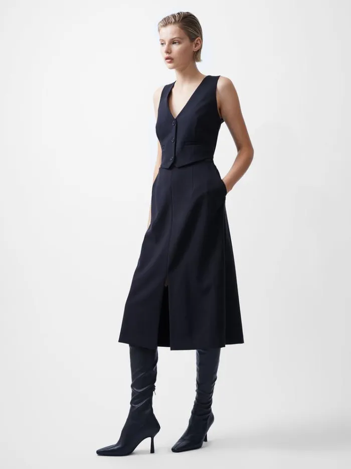 French Connection Dresses Gemma Twill Waistcoat Dress Blackout 8211 Woman