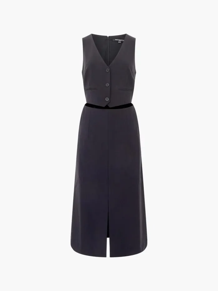 French Connection Dresses Gemma Twill Waistcoat Dress Blackout 8211 Woman