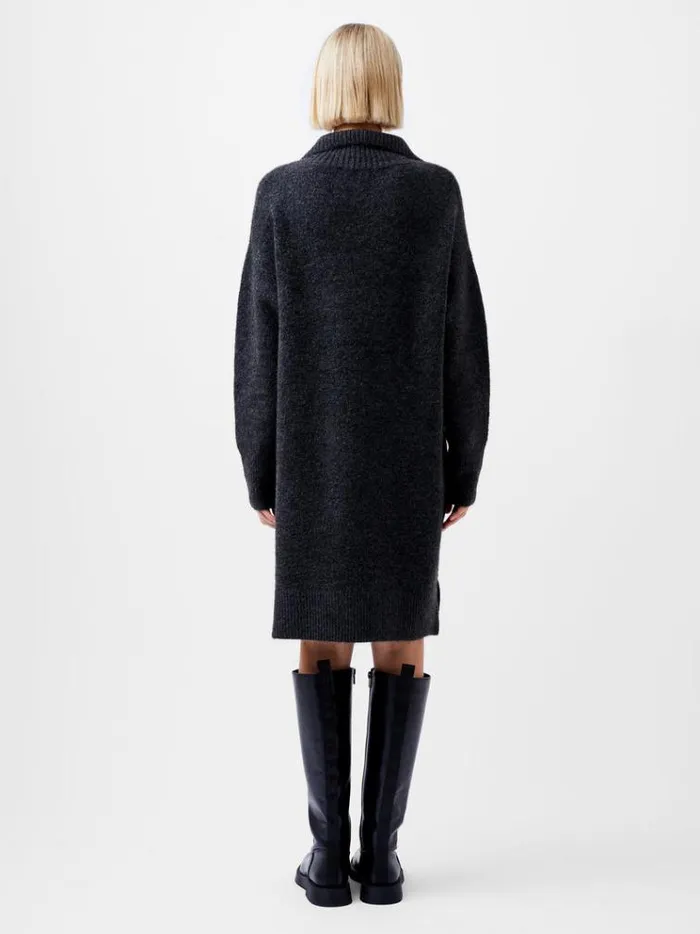 French Connection Dresses Maddox Half Zip Long Sleeve Knit Dress Charcoal Mel 8211 Woman