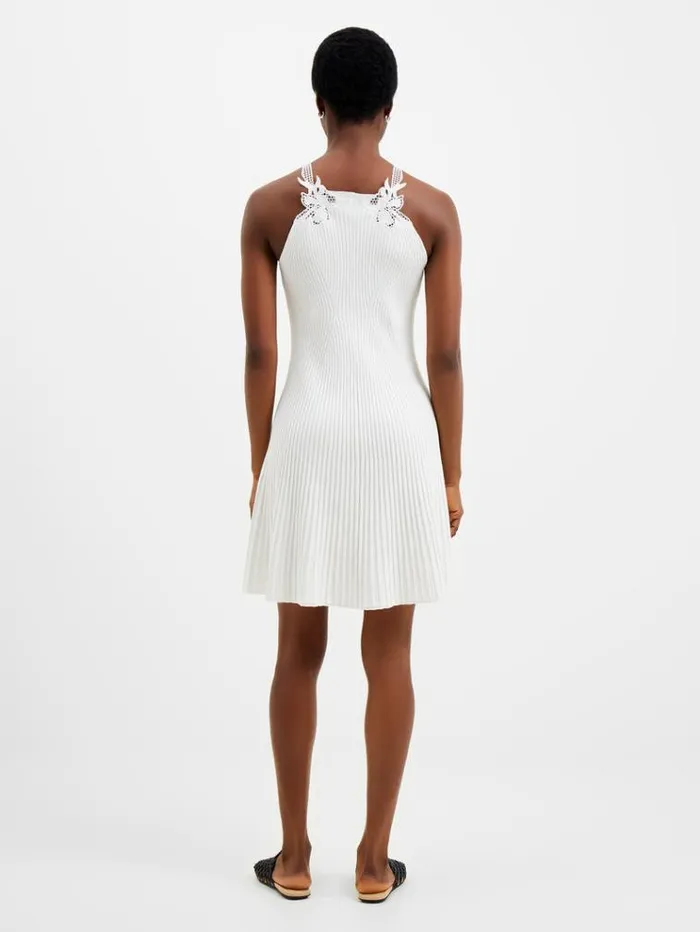 French Connection Dresses Mari Knit Lace Mix Dress Linen White 8211 Woman