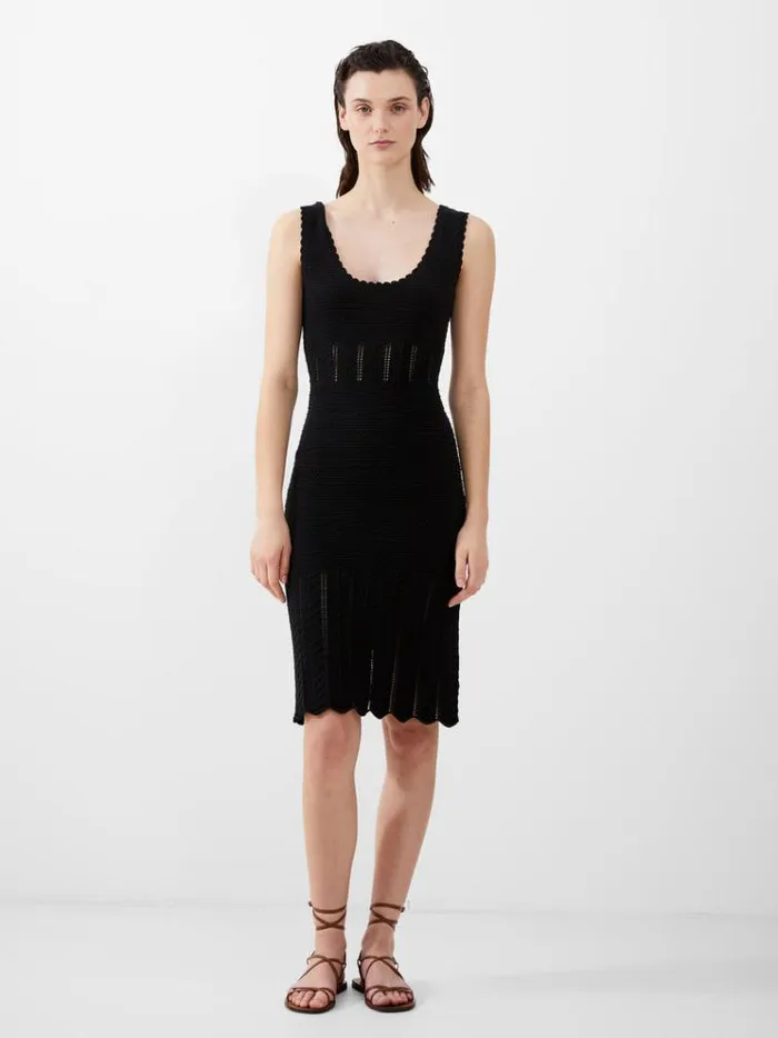 French Connection Dresses Nellis Cotton Crochet Dress Black 8211 Woman