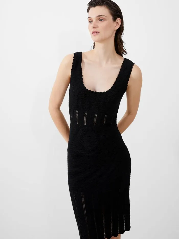 French Connection Dresses Nellis Cotton Crochet Dress Black 8211 Woman