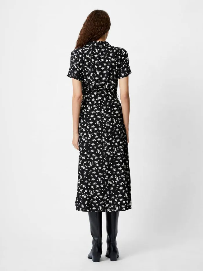 French Connection Dresses Printed Short Sleeve Shirt Dress Blackwhite 8211 Woman