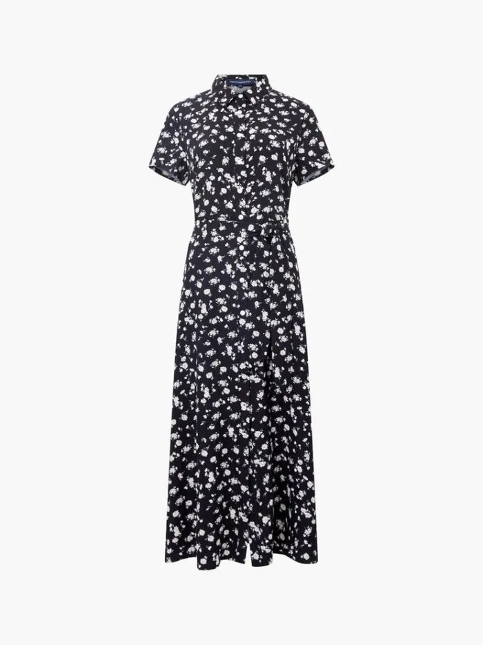 French Connection Dresses Printed Short Sleeve Shirt Dress Blackwhite 8211 Woman