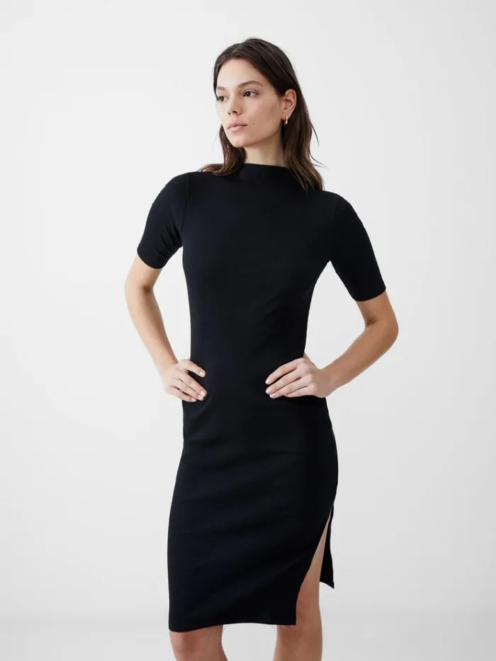 French Connection Dresses Rib Turtle Neck Dress Black 8211 Woman