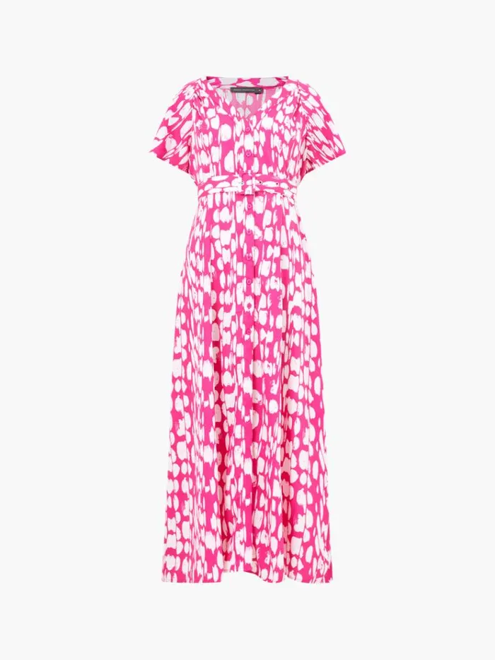 French Connection Dresses Riley Belted Maxi Dress Wild Rosawhite 8211 Woman