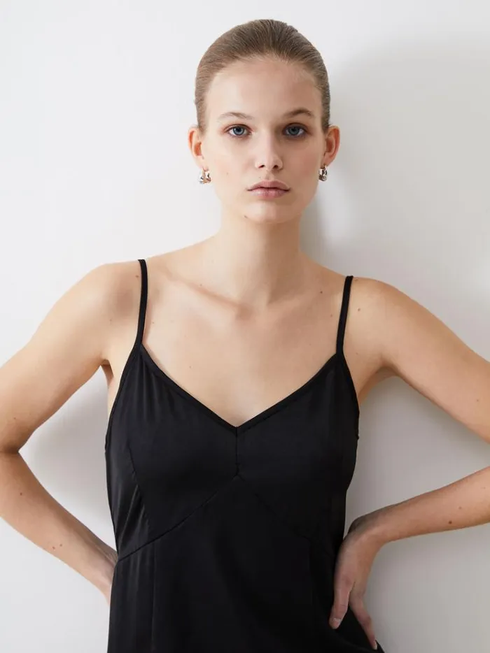 French Connection Dresses Satin Slip Dress Black 8211 Woman