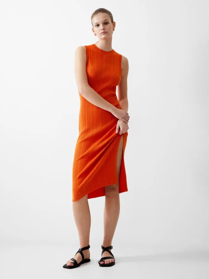 French Connection Dresses Sleeveless Rib Knit Midi Dress Mandarin 8211 Woman