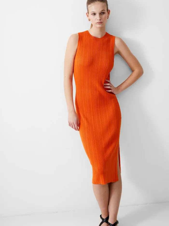 French Connection Dresses Sleeveless Rib Knit Midi Dress Mandarin 8211 Woman