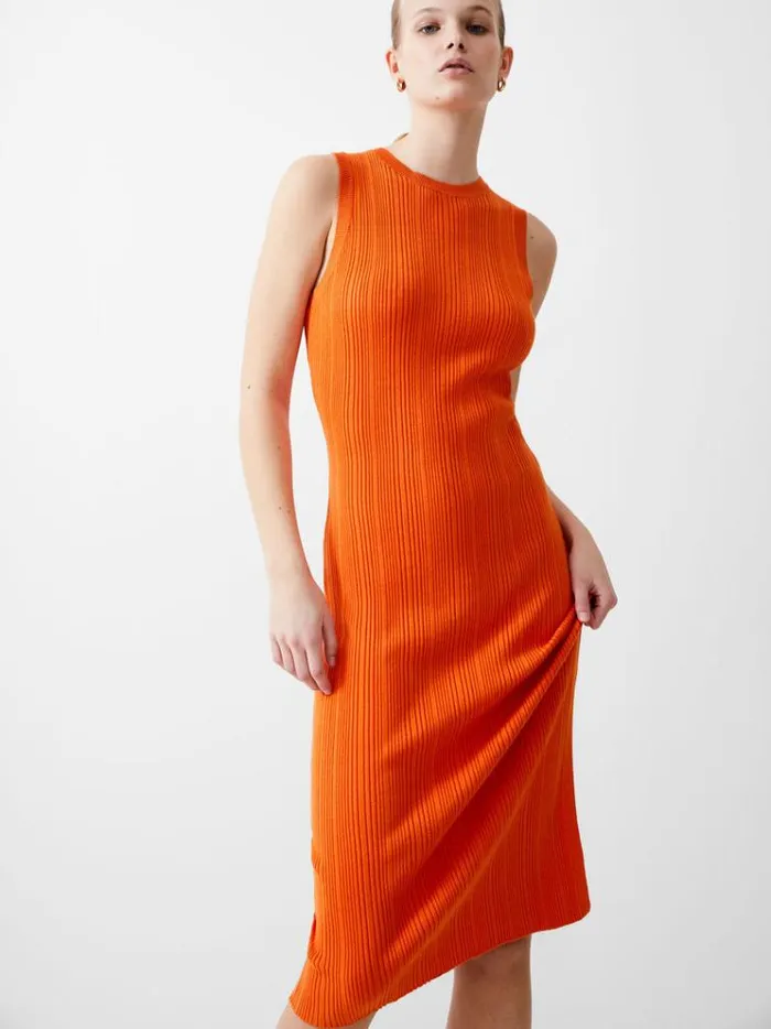 French Connection Dresses Sleeveless Rib Knit Midi Dress Mandarin 8211 Woman