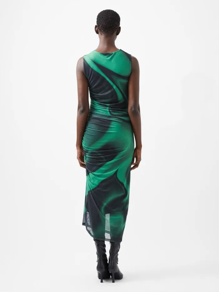 French Connection Dresses Tarissa Mesh Sleeveless Maxi Dress Green Black 8211 Woman