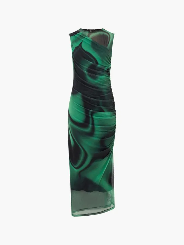 French Connection Dresses Tarissa Mesh Sleeveless Maxi Dress Green Black 8211 Woman