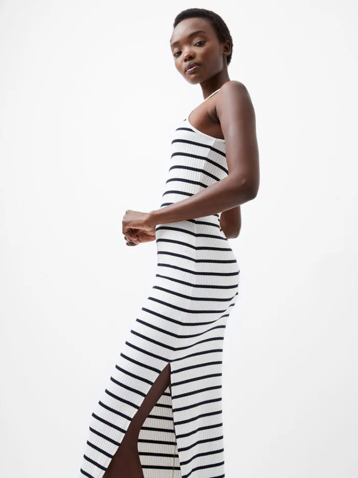 French Connection Dresses Tommy Rib Stripe Racer Back Dress Summer Whutility Bl 8211 Woman