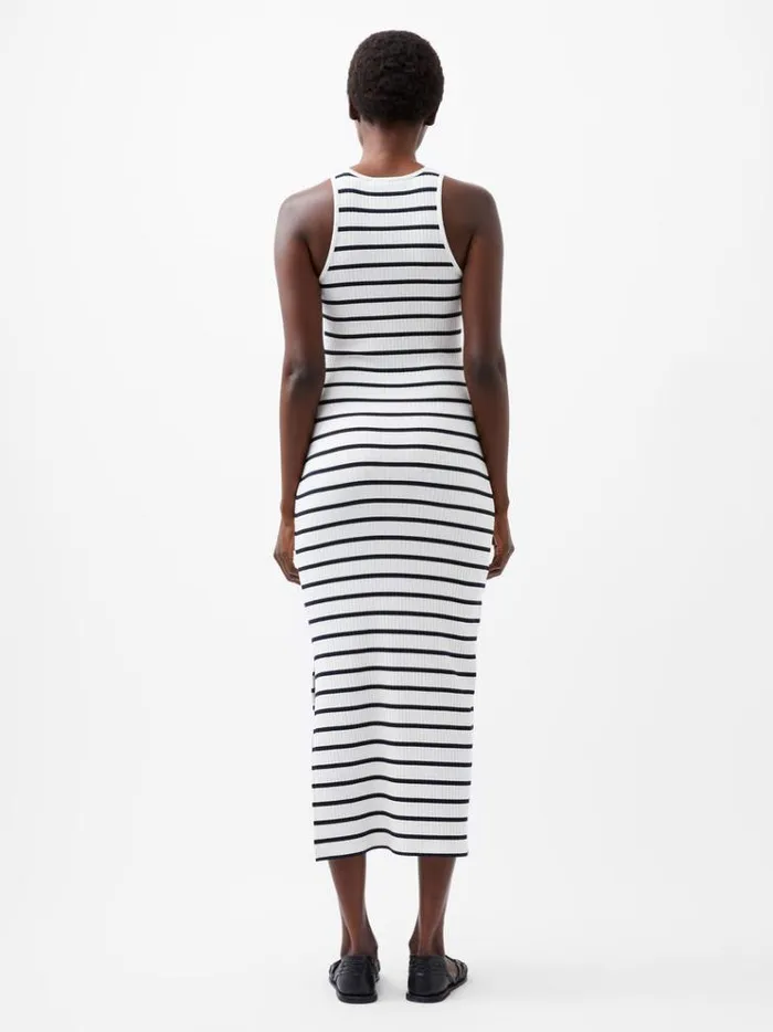 French Connection Dresses Tommy Rib Stripe Racer Back Dress Summer Whutility Bl 8211 Woman