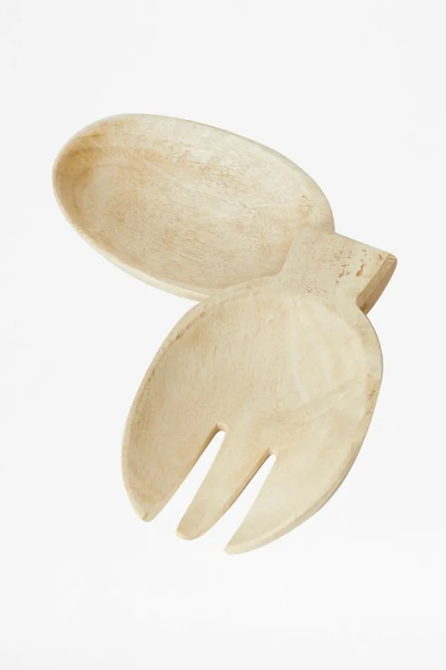 French Connection Home Accessories Sun Bleach Wooden Salad Server Naturalwhite 8211 Home