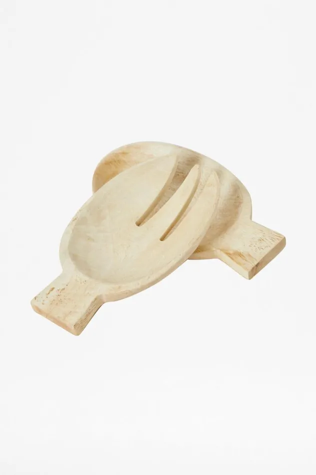 French Connection Home Accessories Sun Bleach Wooden Salad Server Naturalwhite 8211 Home