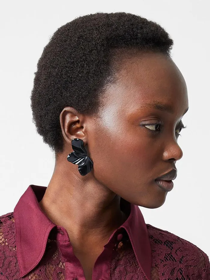 French Connection Jewellery Flower Piece Earrings Black 8211 Woman