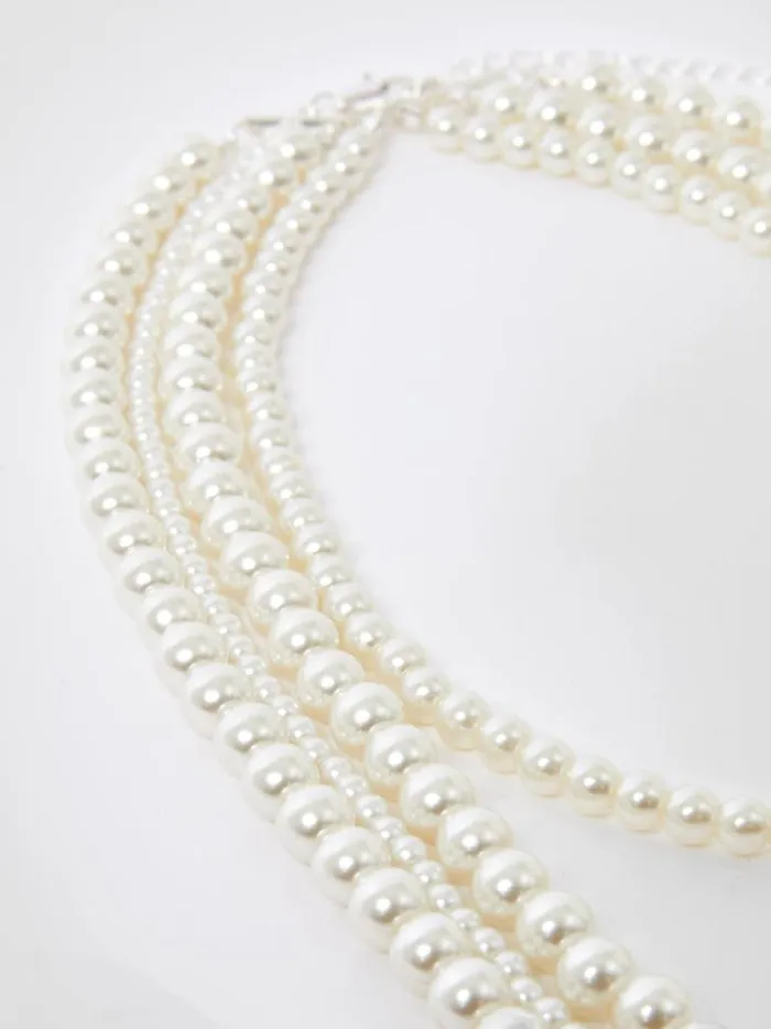 French Connection Jewellery Layered Faux Pearl Necklace White 8211 Woman