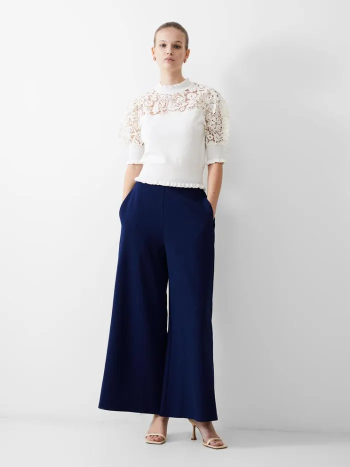 French Connection Jumpers and Cardigans Crochet Lace Mix Knit Top White 8211 Woman French Connection Jumpers and Cardigans Crochet Lace Mix Knit Top White 8211 Woman