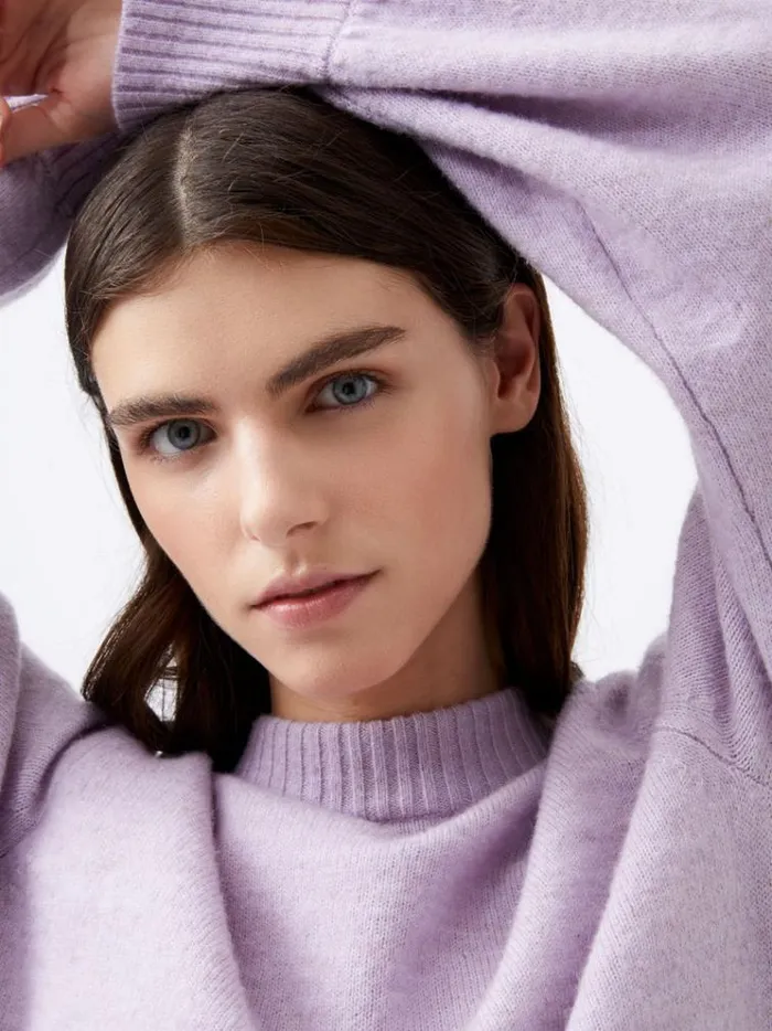 French Connection Jumpers and Cardigans Kezia Recycled Back Eyelet Jumper Orchid Petal 8211 Woman