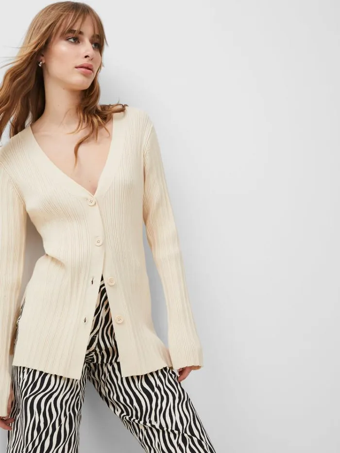 French Connection Jumpers and Cardigans Leonora Recycled Cardigan Classic Cream 8211 Woman