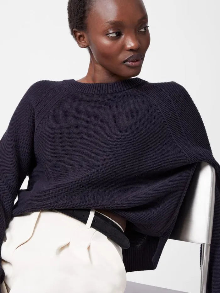 French Connection Jumpers and Cardigans Lilly Mozart Crew Neck Jumper Utility Blue 8211 Woman