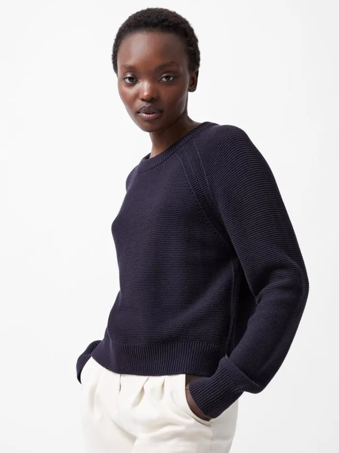French Connection Jumpers and Cardigans Lilly Mozart Crew Neck Jumper Utility Blue 8211 Woman