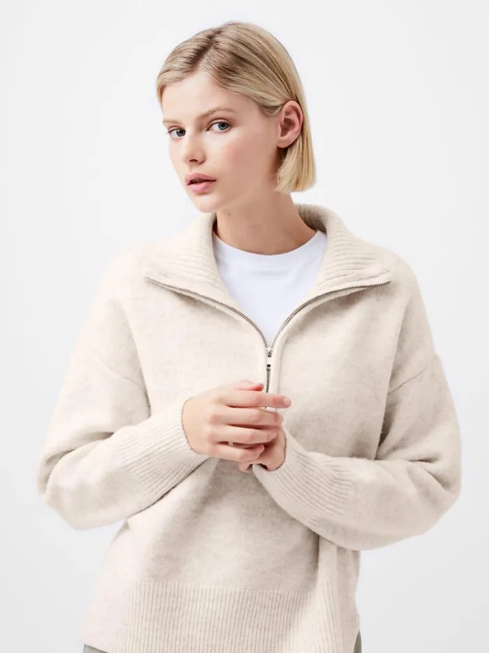 French Connection Jumpers and Cardigans Maddox Half Zip Jumper Oatmeal Mel 8211 Woman French Connection Jumpers and Cardigans Maddox Half Zip Jumper Oatmeal Mel 8211 Woman