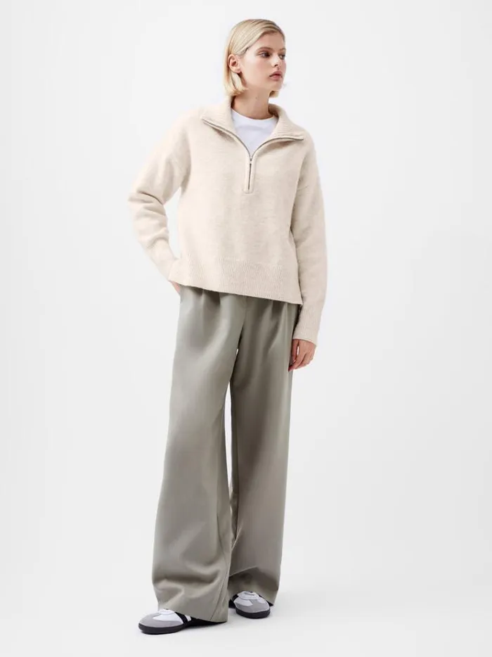French Connection Jumpers and Cardigans Maddox Half Zip Jumper Oatmeal Mel 8211 Woman
