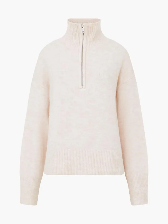 French Connection Jumpers and Cardigans Maddox Half Zip Jumper Oatmeal Mel 8211 Woman