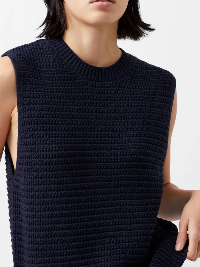 French Connection Jumpers and Cardigans Manda Open Knit Vest Marine 8211 Woman