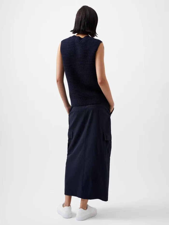 French Connection Jumpers and Cardigans Manda Open Knit Vest Marine 8211 Woman