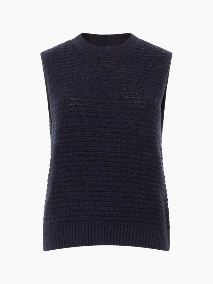 French Connection Jumpers and Cardigans Manda Open Knit Vest Marine 8211 Woman