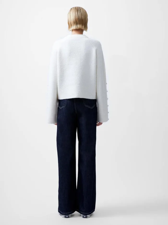 French Connection Jumpers and Cardigans Melissa Boucle Button Detail Sleeve Jumper Porcelain Cream 8211 Woman