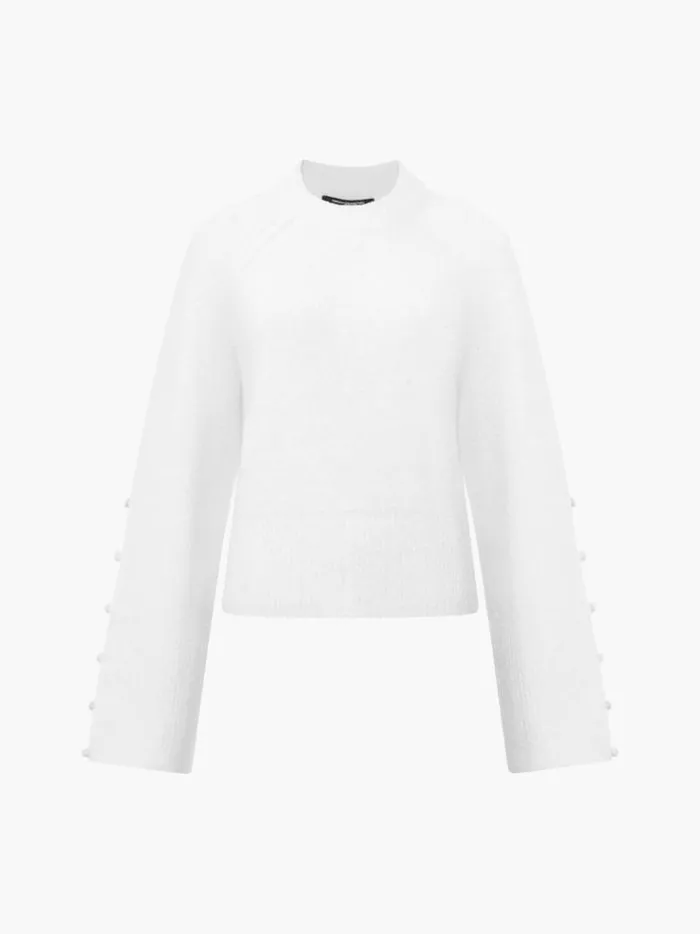 French Connection Jumpers and Cardigans Melissa Boucle Button Detail Sleeve Jumper Porcelain Cream 8211 Woman