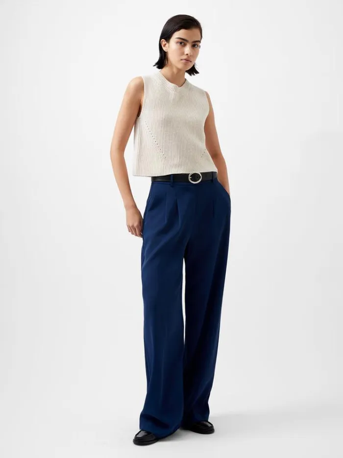 French Connection Jumpers and Cardigans Mozart Knit Crew Neck Sleeveless Vest Light Oatmeal Mel 8211 Woman