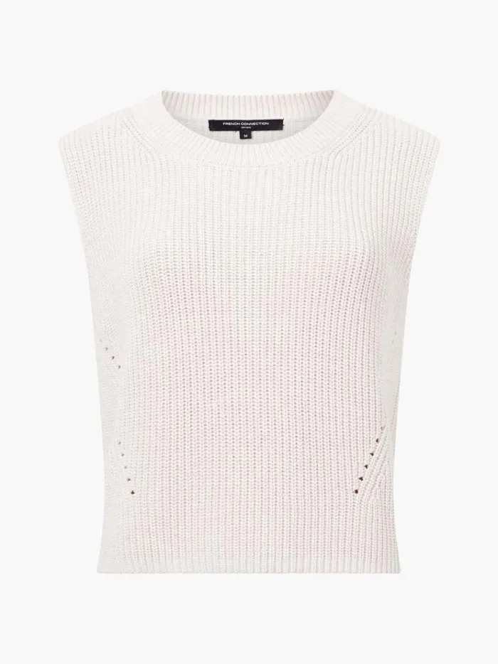 French Connection Jumpers and Cardigans Mozart Knit Crew Neck Sleeveless Vest Light Oatmeal Mel 8211 Woman