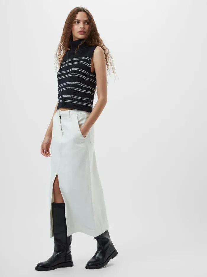 French Connection Jumpers and Cardigans Mozart Striped Cropped Sleeveless Jumper Midnightwinter Wht 8211 Woman