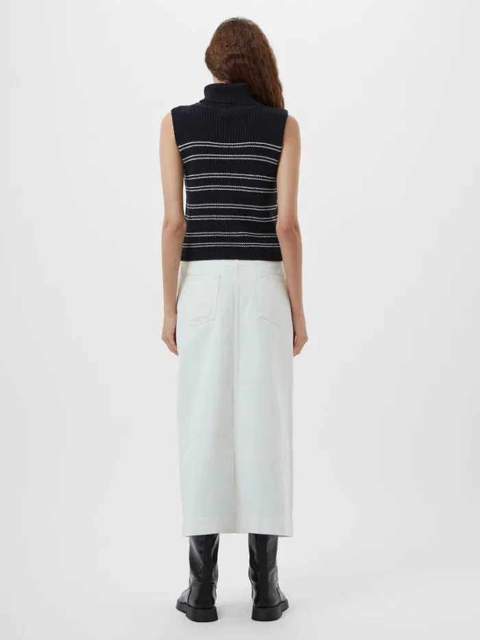 French Connection Jumpers and Cardigans Mozart Striped Cropped Sleeveless Jumper Midnightwinter Wht 8211 Woman