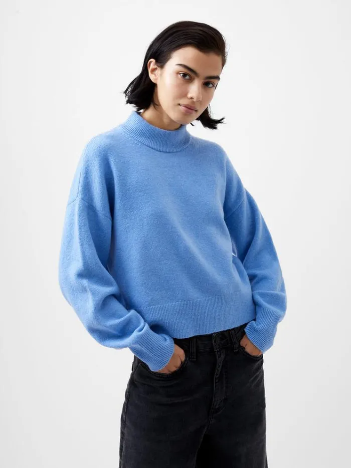 French Connection Jumpers and Cardigans Vhari Recycled Grown On Neck Jumper Dusted Blue 8211 Woman