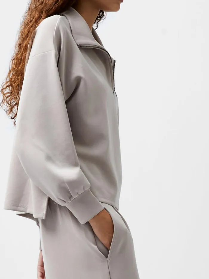 French Connection Jumpers and Cardigans Wren Half Zip Sweater Washed Macchiato 8211 Woman